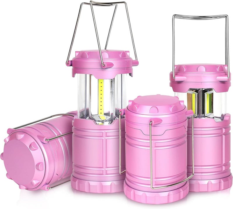 SEAMAGIC 4-Pack LED Pink Camping Lanterns, Portable Camping Lights, Outdoor Handled Lamps, Essential Emergency Lights for Power Outages, Hiking, Hurricane - Image 1